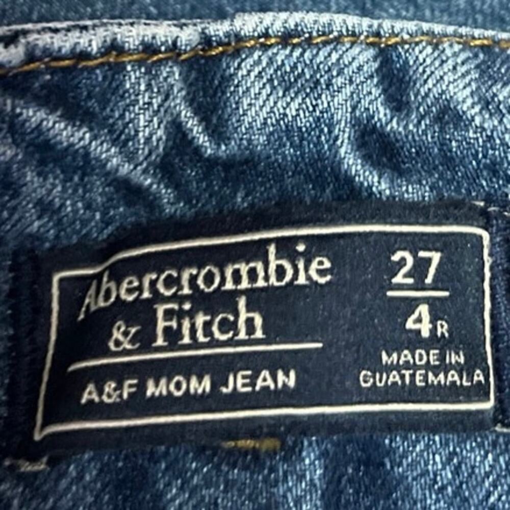 Abercrombie & Fitch Blue High Waist Straight Belted Paperbag Denim Jeans Pants 4 - Picture 4 of 5